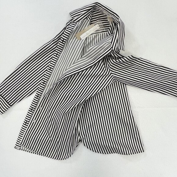 SOLD NWT CHICOS Size 0P Petite Small No-Iron Long Sleeve White Striped Shirt - Picture 3 of 16
